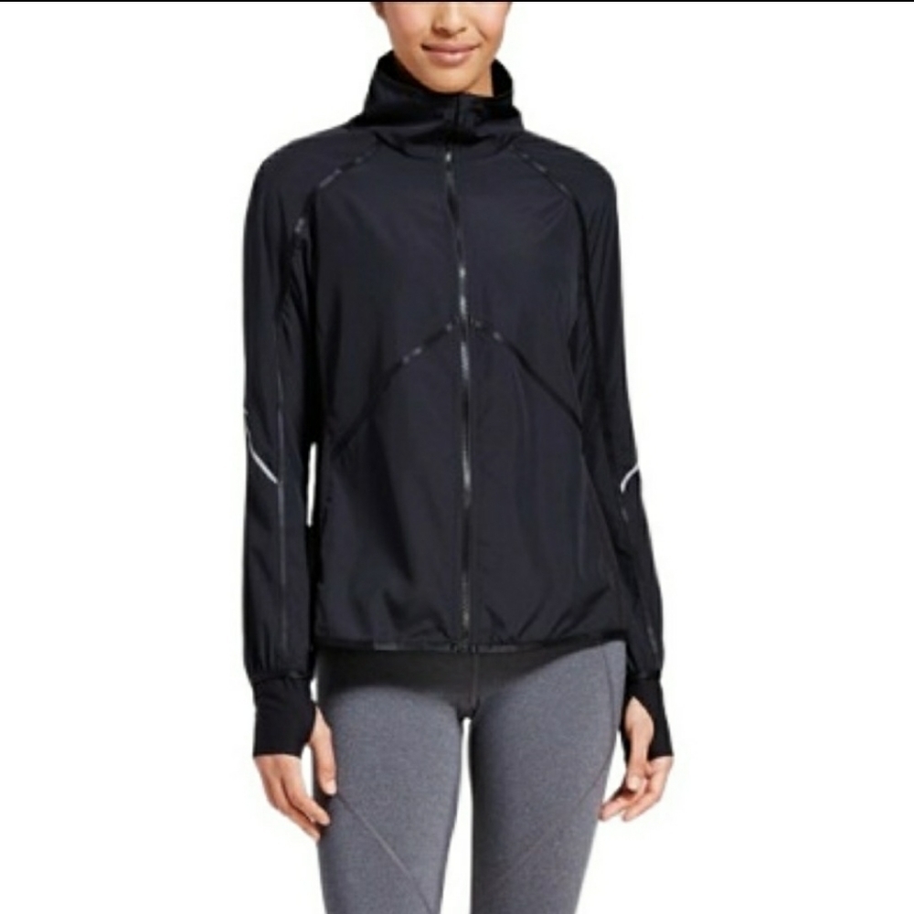 C9 Champion Running Jacket Black Reflective Women's XS Mock Neck Athletic EUC
